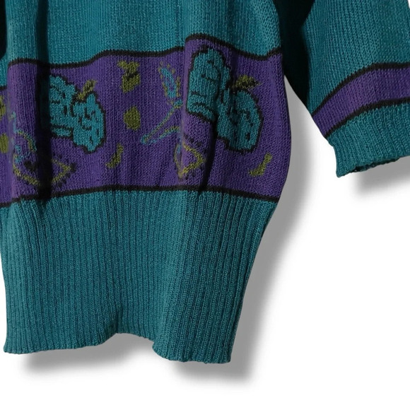 Vtg Catalina Teal Multi Geometric Abstract Knit Pullover Sweater Color Block 80s - Picture 2 of 9